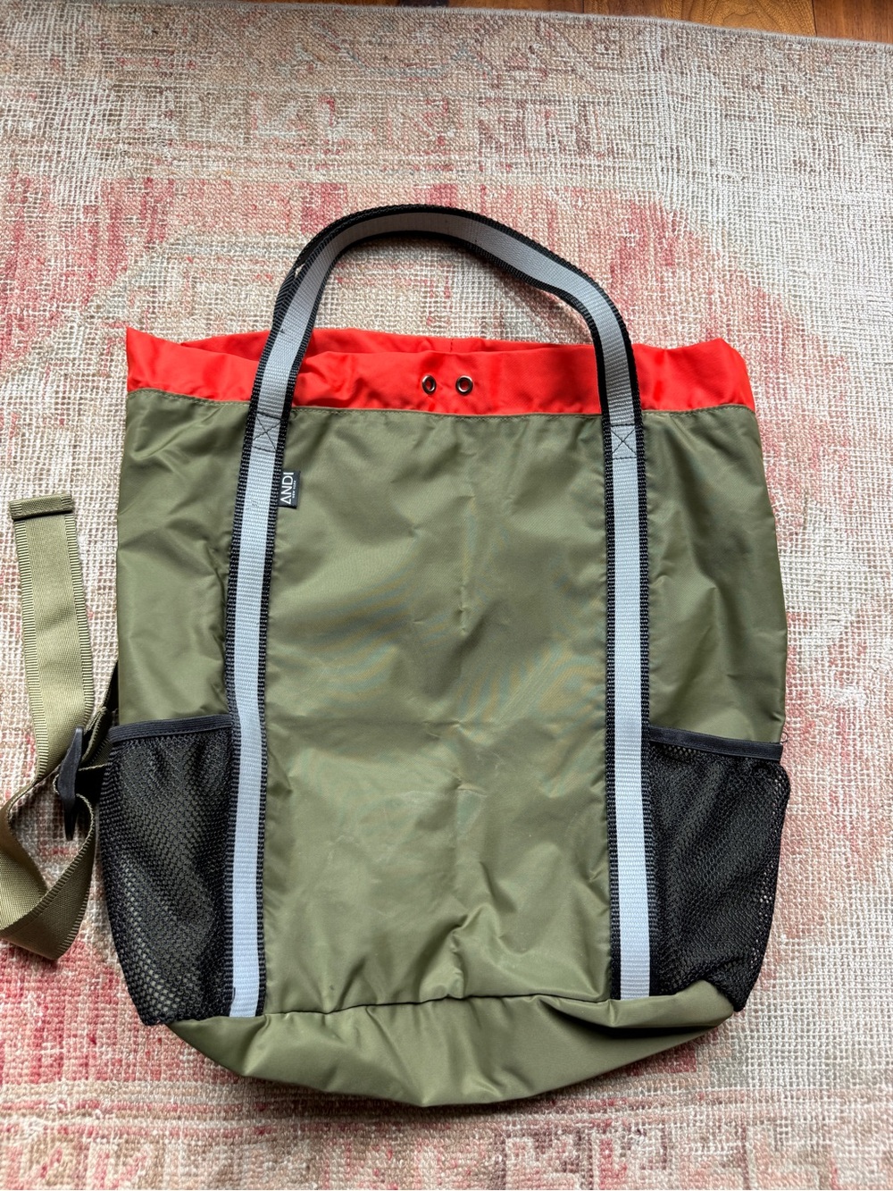 Olive and orange Convertible Everyday Backpack Tote